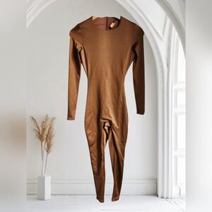 SKIMS Long Sleeve Brown Long Sleeve Bodysuit Jumpsuit Size XS
